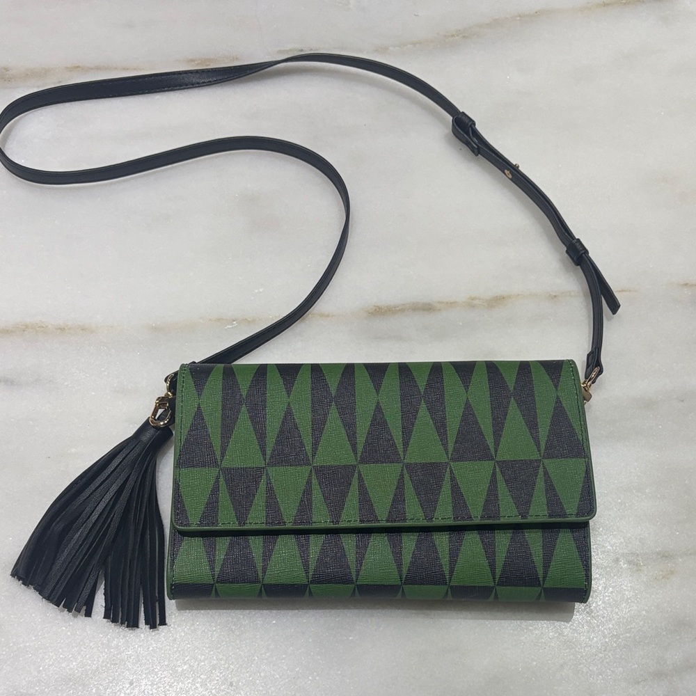 Cynthia Rowley Green and Black Triangle Crossbody Bag